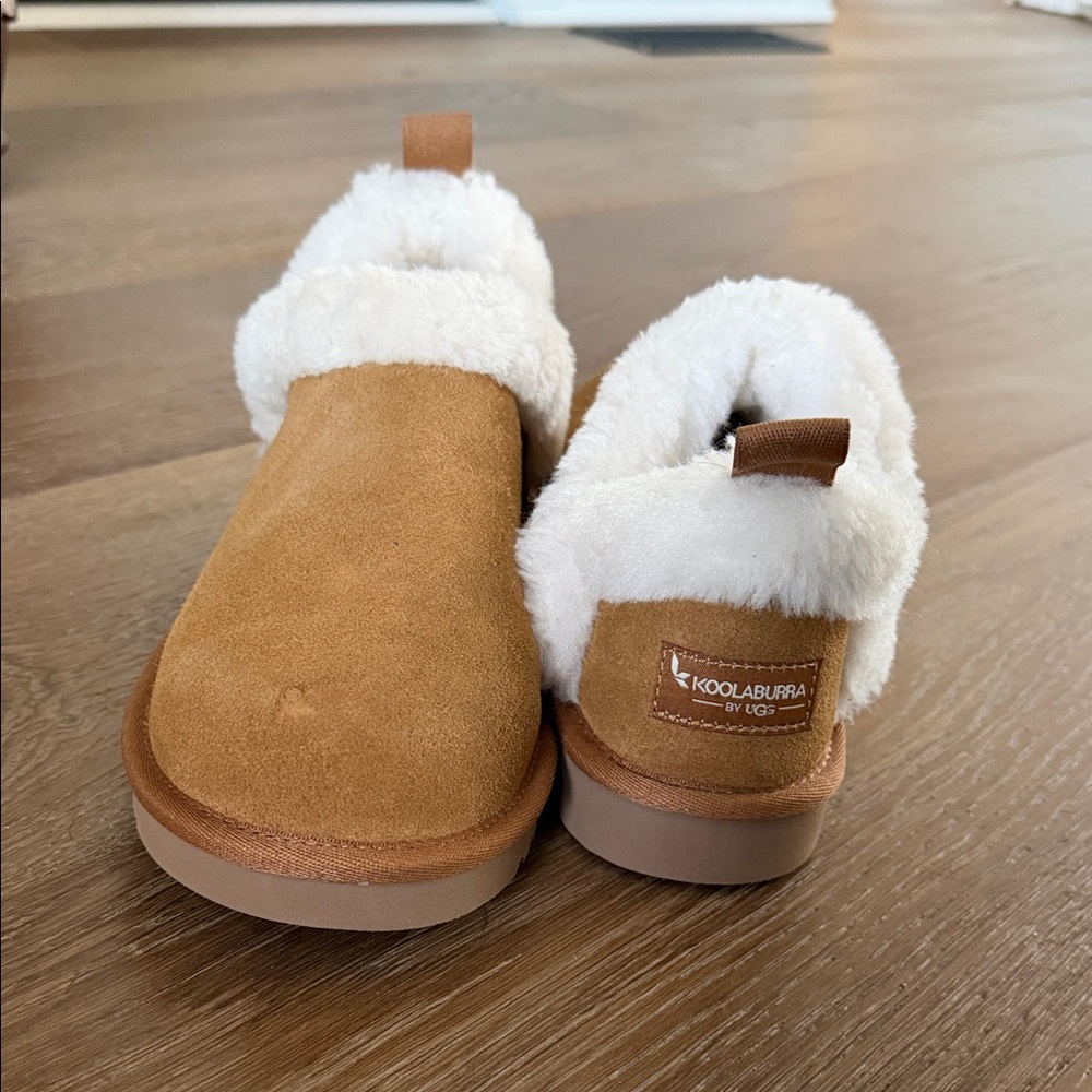 Koolaburra Tan Suede Slippers with Cream Lining
